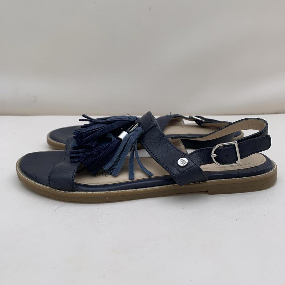 Hush puppies women's Chrissie tassel flat sandals Blue Leather  - size 7.5 - Picture 3 of 11